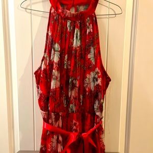 Red floral maxi dress XL